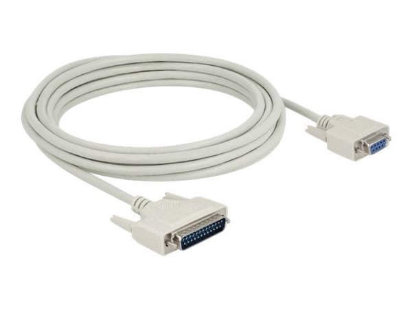 Delock - Serielt kabel - DB-25 (han) til DB-9 (hun) - 5 m - tommelskruer - beige
