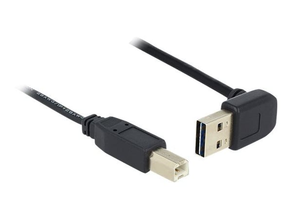 Delock Easy - USB-kabel - USB (hann) opp/ned-vinklet, vendbar til USB-type B (hann) - USB 2.0 - 5 m - svart