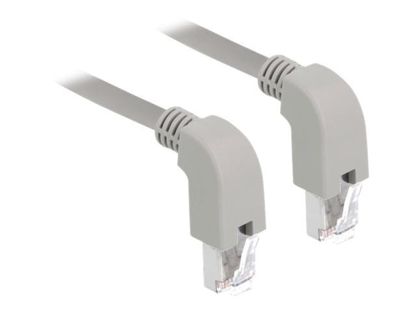 Delock - Koblingskabel - RJ-45 (hann) vinklet nedover til RJ-45 (hann) vinklet nedover - 2 m - SF/UTP - CAT 5e - halogenfri - grå