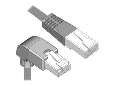 Delock - Patchkabel - RJ-45 (han) nedvinklet til RJ-45 (han) lige - 2 m - S/FTP - CAT 6a - booted, halogenfri - grå