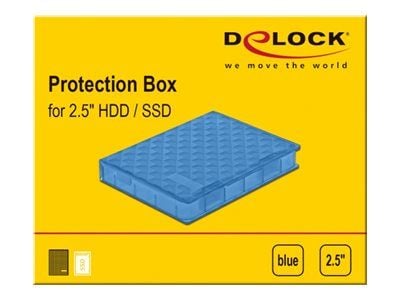 Delock - Beskyttelsesboks for harddisk - kapasitet: 1 harddiskstasjon (3,5") - blå
