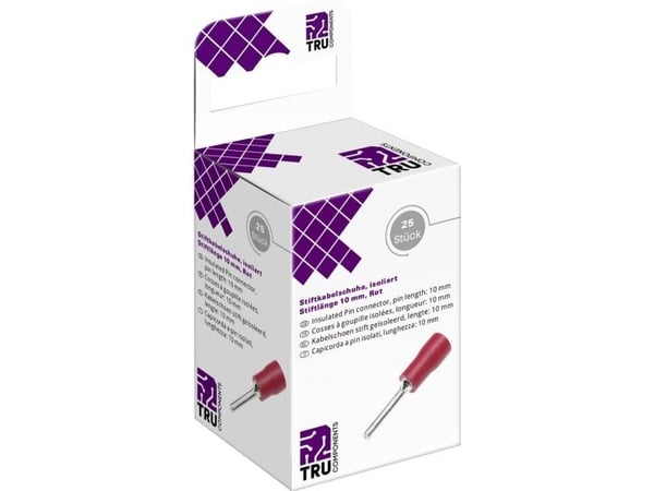 Conrad T2010C359, Pinterminal, Kopper, Rød, PVC, 1,5 mm², 0,5 mm²