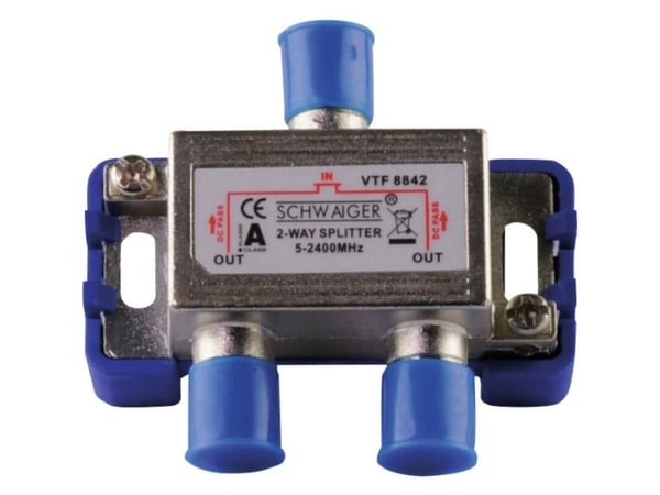 Schwaiger VTF8842 241, Kaapelin jakaja, 5 - 2400 MHz, Hopea, Alumiini, 1 kpl, 58 mm