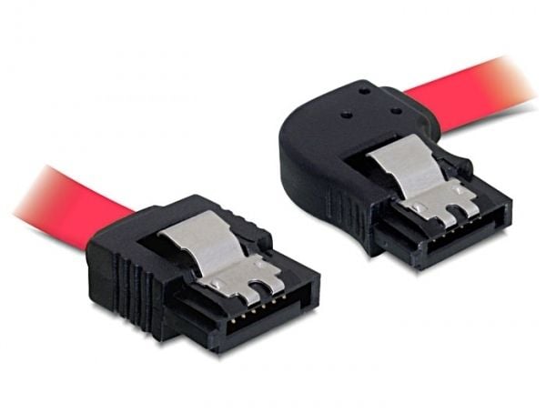 Delock Cable SATA - SATA-kabel - Serial ATA 150/300 - SATA (hona) till SATA (hona) - 30 cm - sprintlåsning, rak kontakt, högervinklad kontakt - röd
