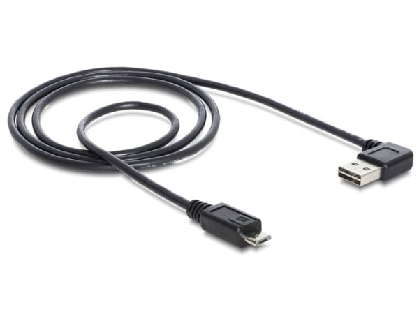 Delock EASY-USB - USB-kabel - Micro-USB type B (hann) til USB (hann) - 3 m - 90° kontakt - svart
