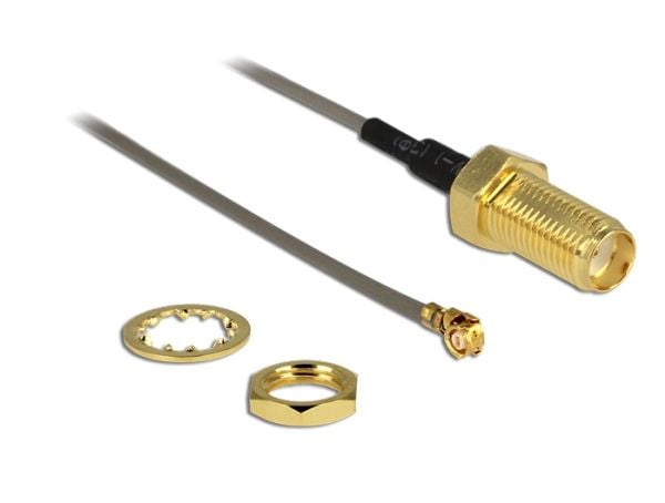 Delock - Antennekapel - SMA (hun) til I-PEX (han) - 20 cm - koaksial - sortti
