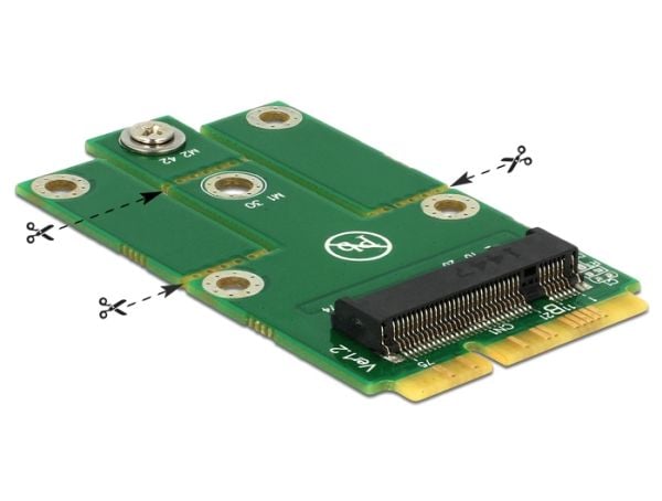 Delock Adapter MiniPCIe > M.2 NGFF - Lagringskontroll - M.2 - 1 kanal - M.2 Card - PCIe