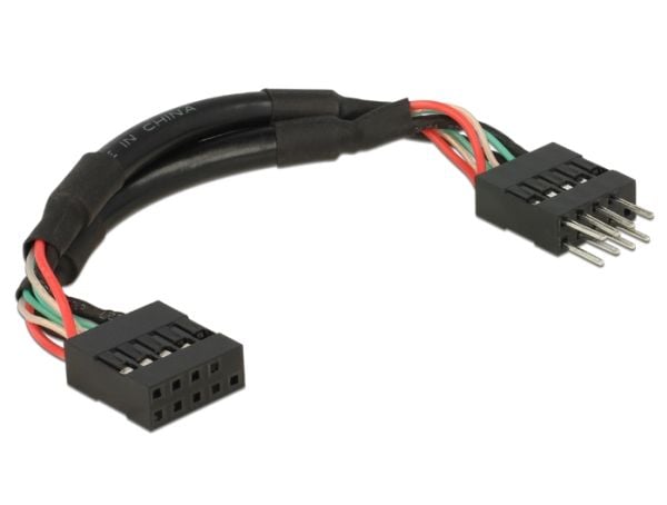 Delock USB 2.0 Pin Header - USB-internkabel - 10-pins USB-kontakt (hunn) til 10-pins USB-kontakt (hann) - 10 cm - svart