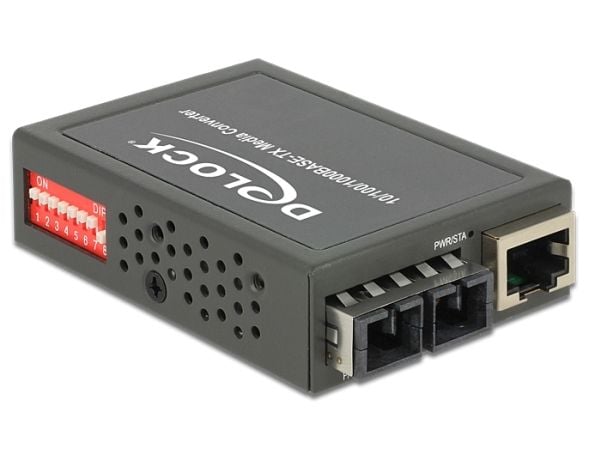 Delock Gigabit Ethernet Media Converter - Fibermedieomformer - 1GbE - 10Base-T, 1000Base-LX, 100Base-TX, 1000Base-T - SC-enkeltmodus / RJ-45 - opp ...