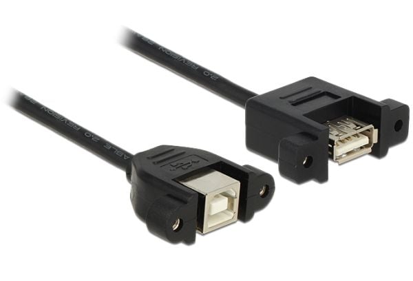 Delock - USB-adapter - USB (hunn) til USB-type B (hunn) - USB 2.0 - 25 cm - svart
