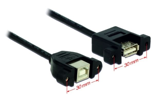 Delock - USB-adapter - USB (hunn) til USB-type B (hunn) - USB 2.0 - 25 cm - svart