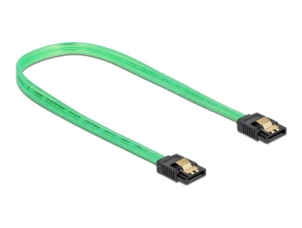 Delock SATA 6 Gb/s Cable UV glow effect - SATA-kabel - Serial ATA 150/300/600 - SATA til SATA - 50 cm - grønn