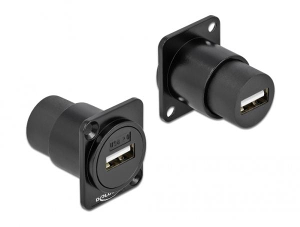 Delock D-Type Module USB 2.0 Type-A female to female - Påknipsbar mulighetsmodulfrontplate - panelmonterbar - USB 2.0 Type A - svart