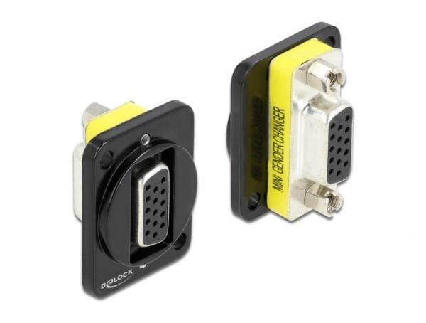 DeLOCK D-Type Module VGA 15 pins hunn til hunn - Modulær frontplate snap-in - panelmonterbar - VGA - Svart
