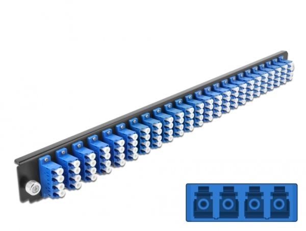 Delock - Fiber-optic splice box rack mount panel - front - LC SM X 24 - blå - 1U - 19"