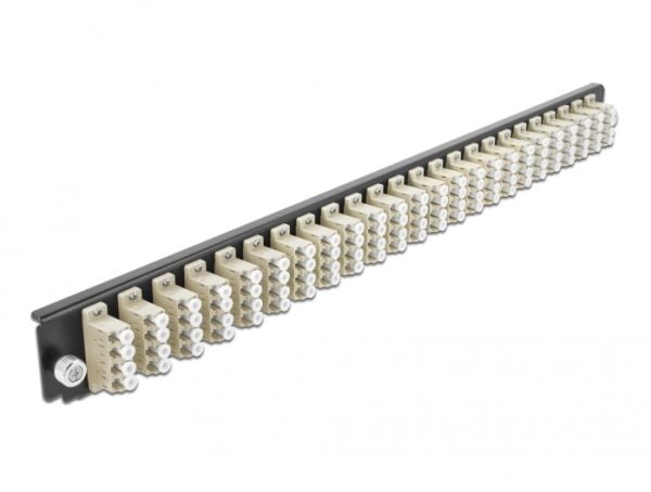 Delock - Fiberoptisk spleisebokspanel - front - LC MM X 96 - svart, beige - 1U - 19"