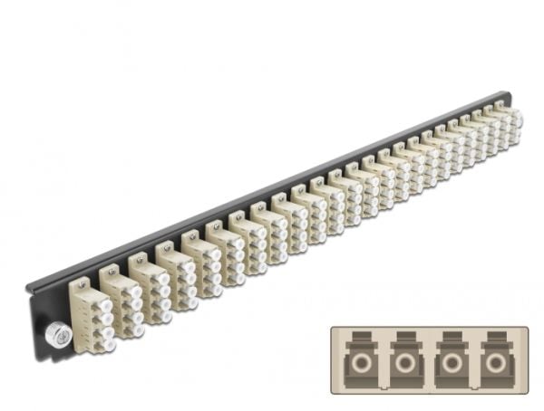 Delock - Fiberoptisk spleisebokspanel - front - LC MM X 96 - svart, beige - 1U - 19"