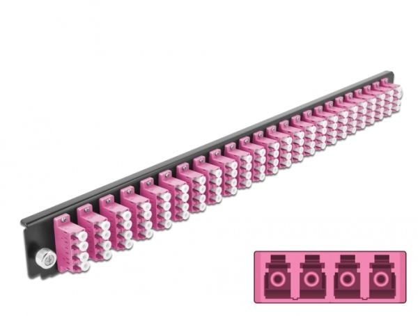 Delock - Fiber-optic splice box rack mount panel - front - LC MM X 24 - fiolett - 1U - 19"
