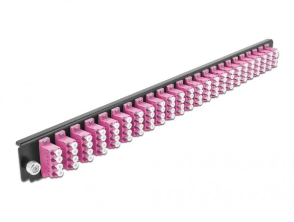 Delock - Fiber-optic splice box rack mount panel - front - LC MM X 24 - fiolett - 1U - 19"