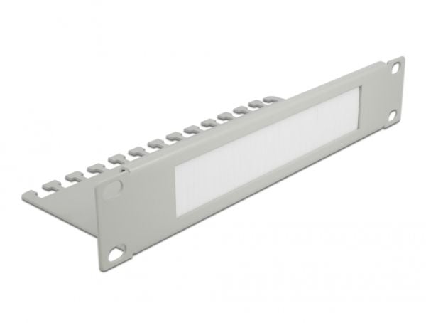 Delock Cable Management Brush Strip with Cable Support Plate - Styringspanel for rackkabler med børste - grå - 1U - 10"