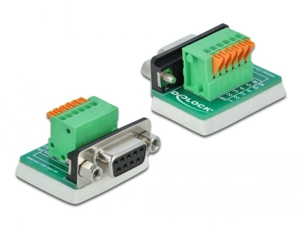 Delock - Seriell adapter - DB-9 (hunn) til 6-pins terminalblokk - tommelskruer, trykknapp