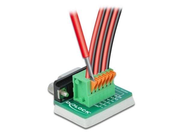 Delock - Seriell adapter - DB-9 (hunn) til 6-pins terminalblokk - tommelskruer, trykknapp
