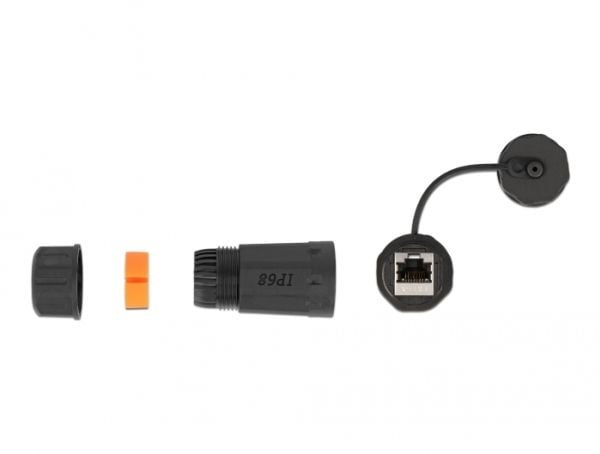 Delock - Nettverkkopler - RJ-45 (hunn) til RJ-45 (hunn) - STP - CAT 6a - svart, rød