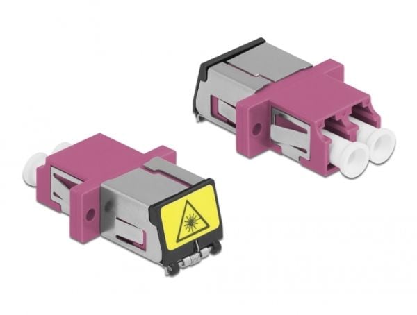 Delock - Verkkokytkin - LC-monimuotokytkin (naaras) LC-monimuotokytkimeen (naaras) - valokuitu - duplex - OM4 - violetti