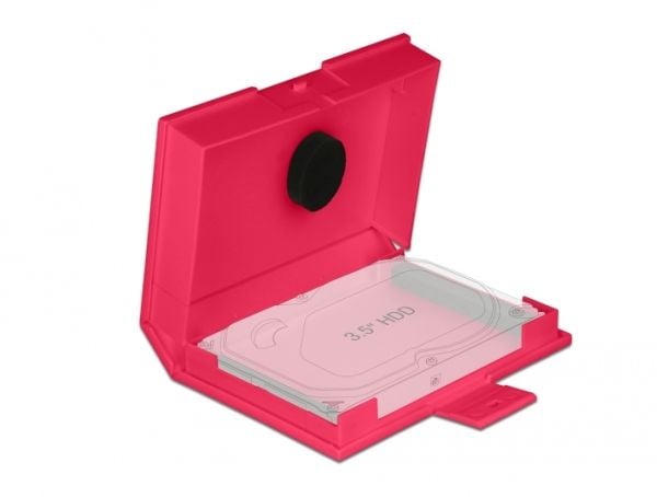 Delock Protection Box - Beskyttelsesboks for harddisk - kapasitet: 1 harddiskstasjon (3,5") - rød