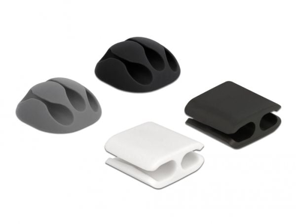 Delock - Cable holder and clip kit - grå, svart, vit