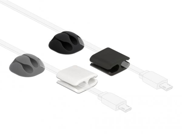 Delock - Cable holder and clip kit - grå, svart, vit
