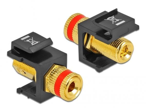 Delock Keystone module binding post > thread nut - Modulinnlegg - Binding Post - svart, rød
