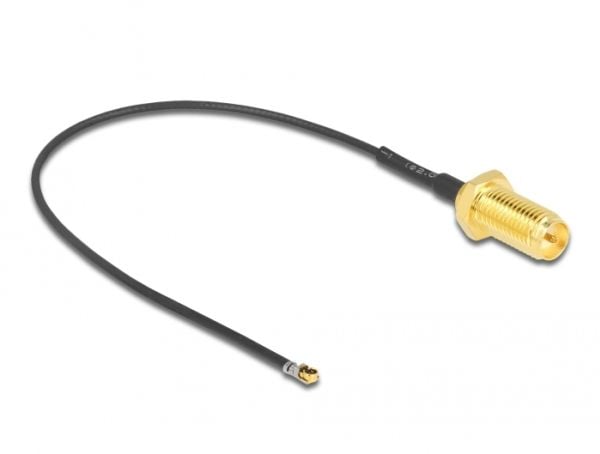 Delock - Antennekabel - MHF 4L LK (P) til RP-SMA (R) - 10 cm - 1.37 mm - koaksial - svart