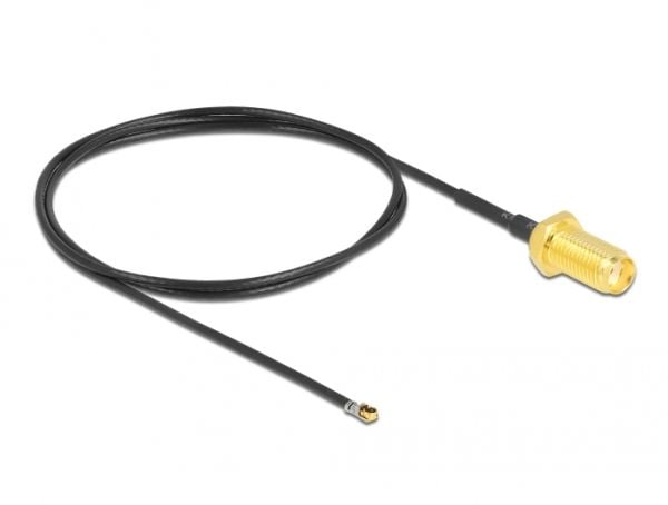 Delock - Antennekabel - SMA (hunn) skott til MHF 4L LK (hann) - 50 cm - 1.37 mm - koaksial - grå, svart