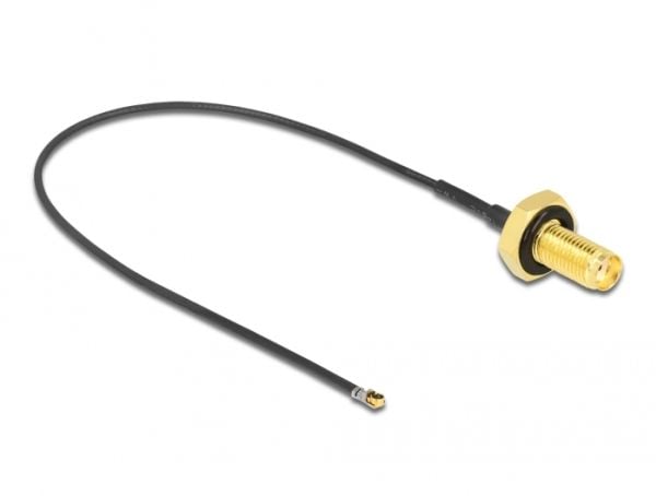 Delock - Antennekabel - SMA (hunn) skott til MHF 4L LK (hann) - 20 cm - 1.37 mm - koaksial - grå, svart