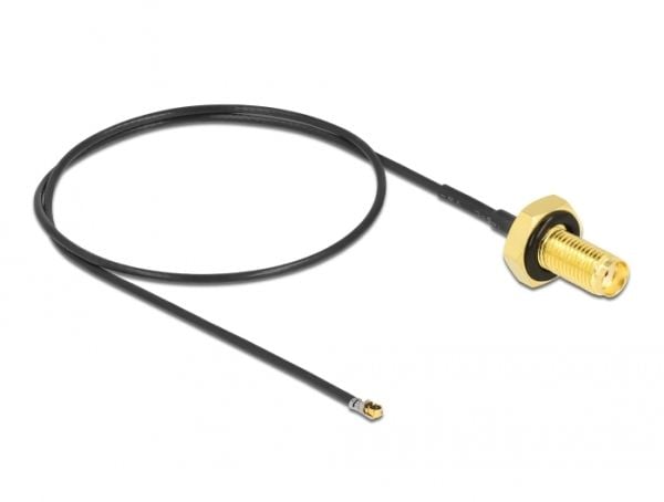 Delock - Antennekabel - SMA (hunn) skott til MHF 4L LK (hann) - 35 cm - 1.37 mm - koaksial - grå, svart