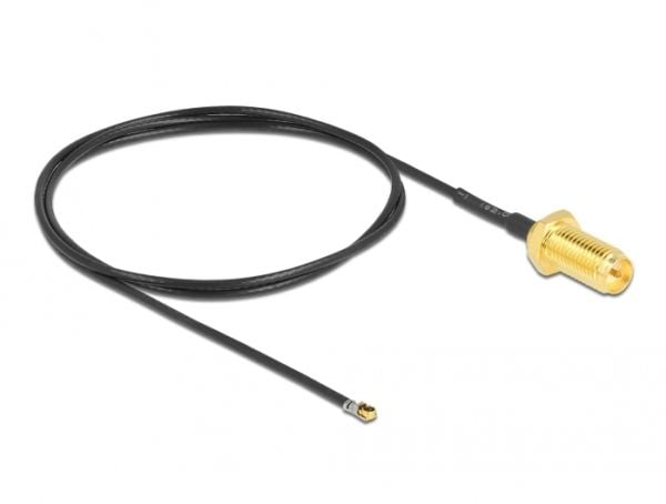 Delock - Antennekabel - MHF 4L LK (P) til RP-SMA (R) - 50 cm - 1.37 mm - koaksial - svart