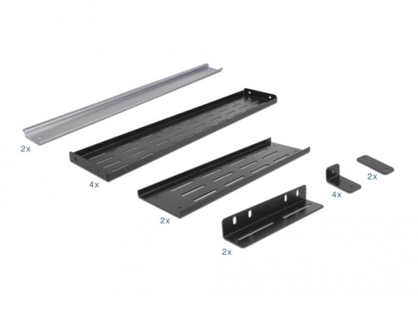 Delock - DIN-skinnemonteringssett - rackmonterbar - svart - 4U - 19"