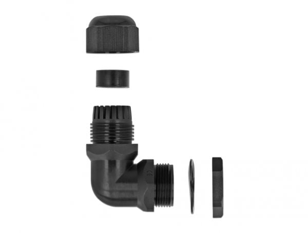 DeLOCK 60335, Musta, Muovi, 1 kpl, Kulmikas, PG21, 1,1 cm
