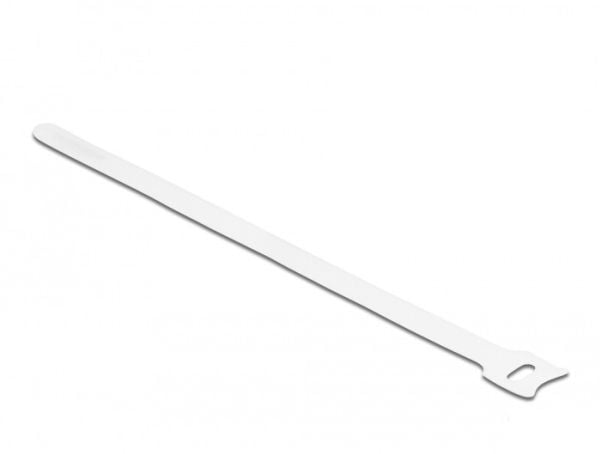 DeLOCK 19523, Hook & loop cable tie, Valkoinen, 25 cm, 12 mm, 10 kpl