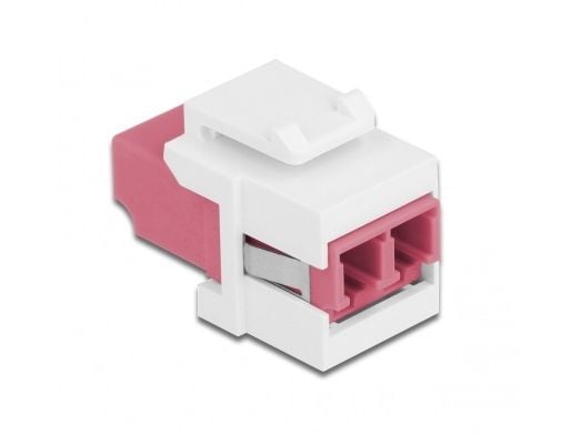 Delock - Nettverkkopler - LC multimodus (hunn) til LC multimodus (hunn) - fiberoptisk - dupleks - Keystone-jakk - hvit, fiolett