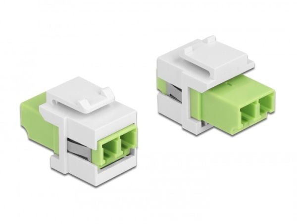 Delock - Nettverkkopler - LC multimodus (hunn) til LC multimodus (hunn) - fiberoptisk - dupleks - Keystone-jakk - hvit, limegrønn