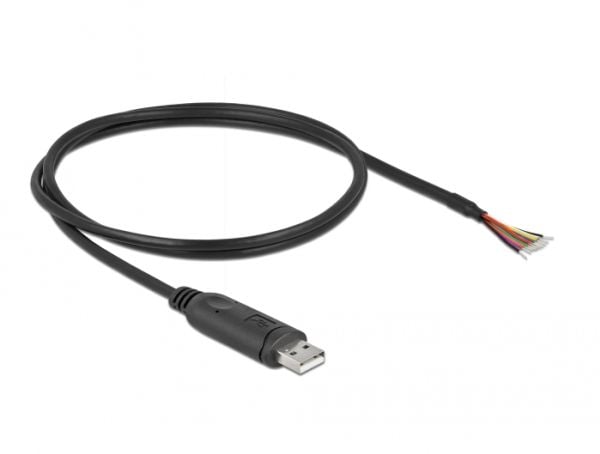 DeLOCK 90524, Musta, 1 m, USB A, RS-232, Uros, Suora