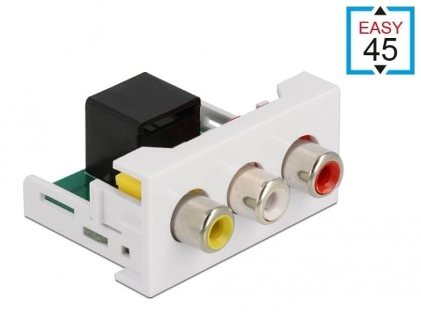 Delock - Easy 45 - trykklåsmodul - RCA, RCA, RCA - 1 modul - hvit, RAL 9003