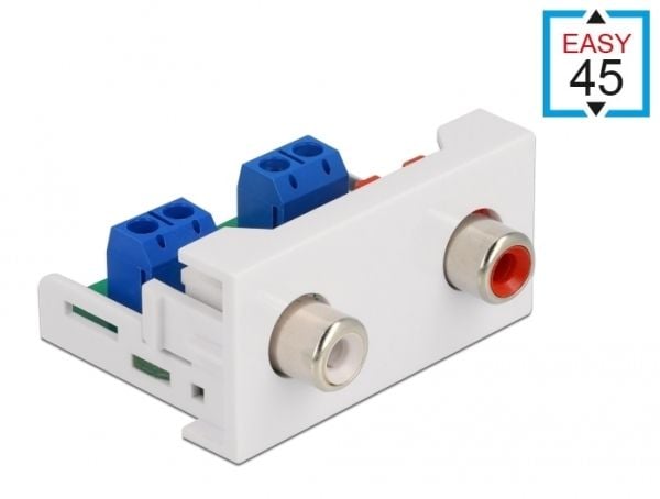 Delock - Easy 45 - trykklåsmodul - RCA, RCA - 1 modul - hvit, RAL 9003