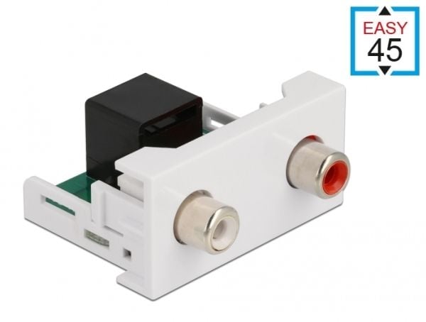 Delock - Easy 45 - trykklåsmodul - RCA, RCA - 1 modul - hvit, RAL 9003