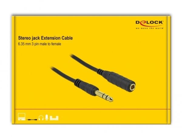 DeLOCK 86766, 6.35mm, Uros, 6.35mm, Naaras, 10 m, Musta