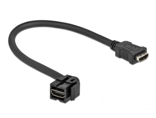 Delock - HDMI-kabel - HDMI hunn angled, keystone til HDMI hann rett - 30 cm - svart - 4 K 30 Hz (3840 x 2160) støtte