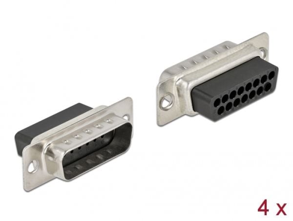 Delock - Krympeskall - D-Sub 15 pin crimp male (en pakke 4)