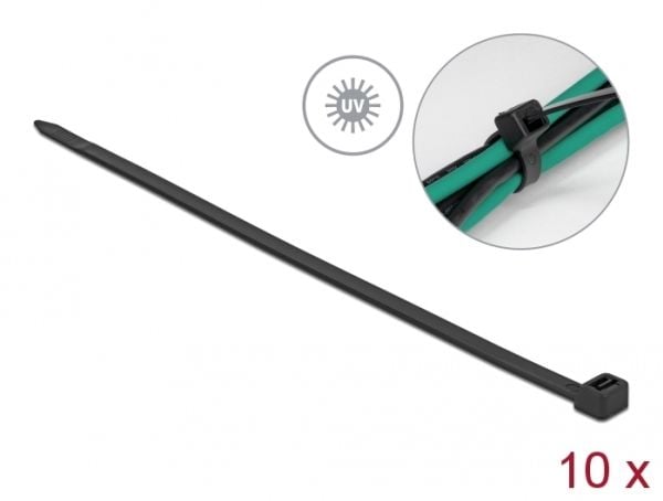 DeLOCK 19563, Kaksiaukkoinen johdinside, Polyamidi, Musta, 28 cm, 92 cm, 9 mm